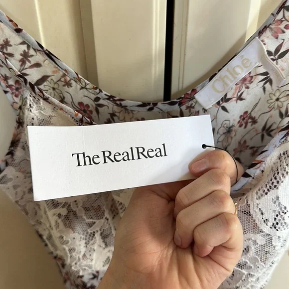 ✨ NWT CHLOE v neck lace bodice cami strap floral print viscose top - Picture 5 of 6